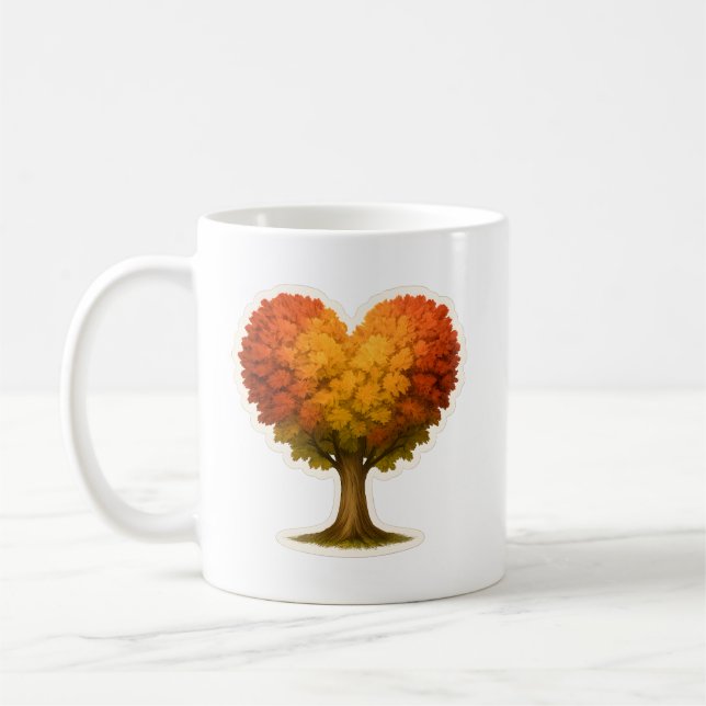 Heart Shaped Autumn Tree Coffee Mug (Left)