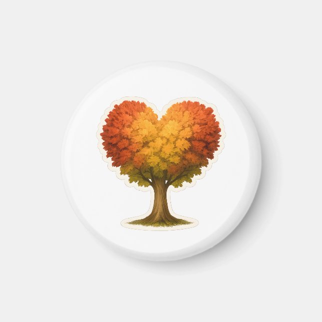 Heart Shaped Autumn Tree Magnet (Front)