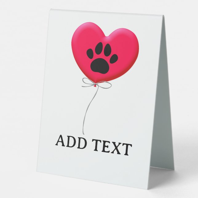 Heart Shaped Balloon With Dog Paw Print (Back)