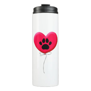 Heart Shaped Balloon With Dog Paw Print Thermal Tumbler