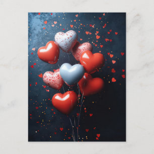 Heart shaped Balloons Valentine's Greeting Postcard