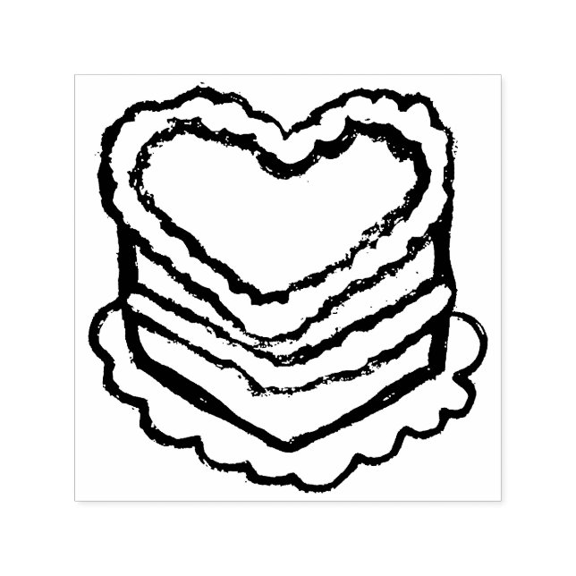 Heart Shaped Birthday Cake                         Self-inking Stamp (Design)