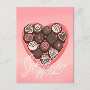 Heart-shaped box of chocolates Valentines design  Postcard