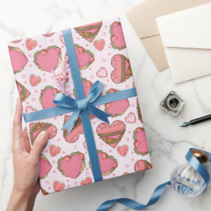 Heart Shaped Burger Retro Valentine's Wrapping Paper