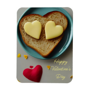 Heart Shaped Buttered Toast Valentine Magnet