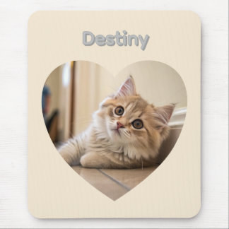 Heart-Shaped Cat Design Mouse Pad