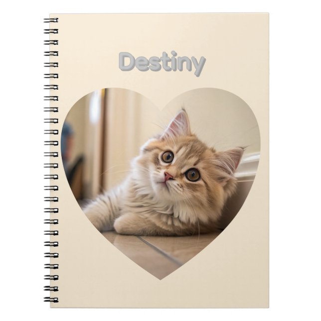 Heart-Shaped Cat Design Notebook (Front)