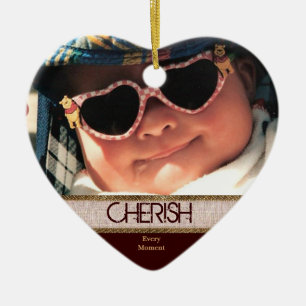 Heart Shaped CHERISH Every Moment Christmas Orname Ceramic Tree Decoration