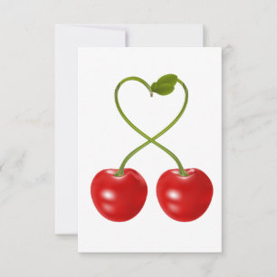 Heart Shaped Cherry Stem Invitation