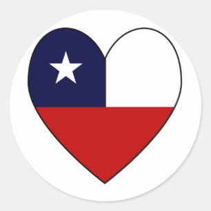 Heart-shaped Chile Flag Valentine Round Sticker