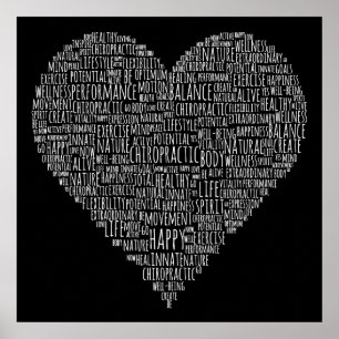 Heart-Shaped Chiropractic Word Collage Poster