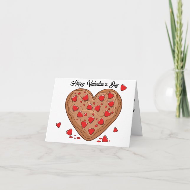Heart shaped chocolate chip cookie red valentines holiday card (Front)