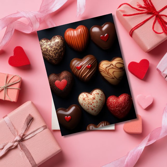 Heart-shaped Chocolates Valentine's Greeting Card (Creator Uploaded)