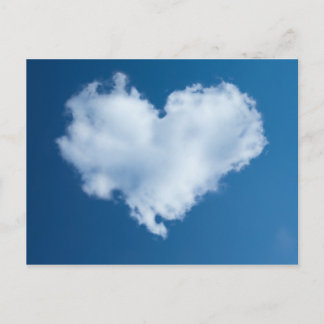 Heart-shaped cloud in blue card