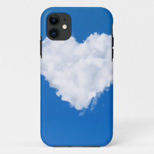 Heart shaped cloud in blue sky iPhone 11 case