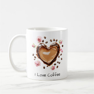 Heart Shaped Coffee Art, I Love Coffee, 11oz 15oz Mug