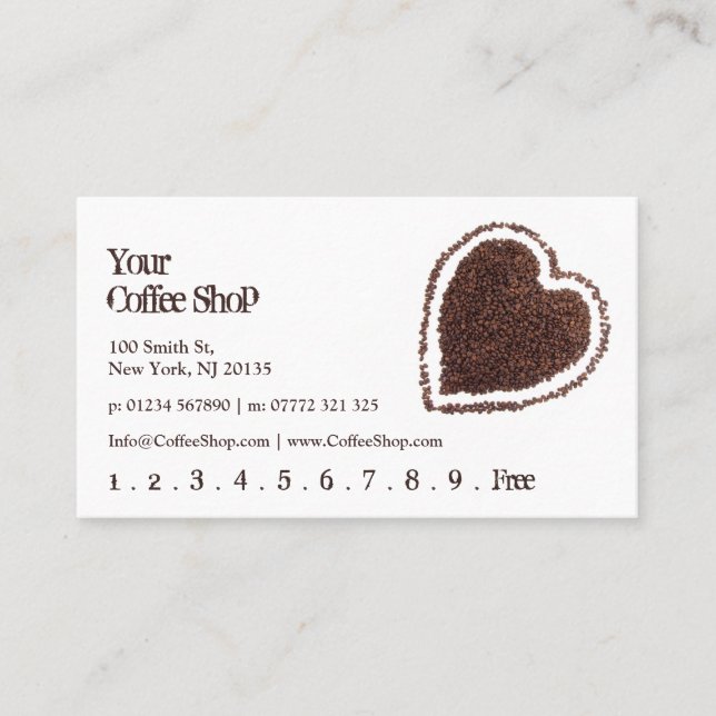 Heart Shaped Coffee Bean Photo - Punch Card (Front)
