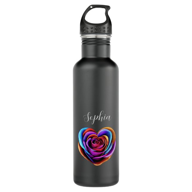 Heart Shaped Colourful Rose- 710 Ml Water Bottle (Front)