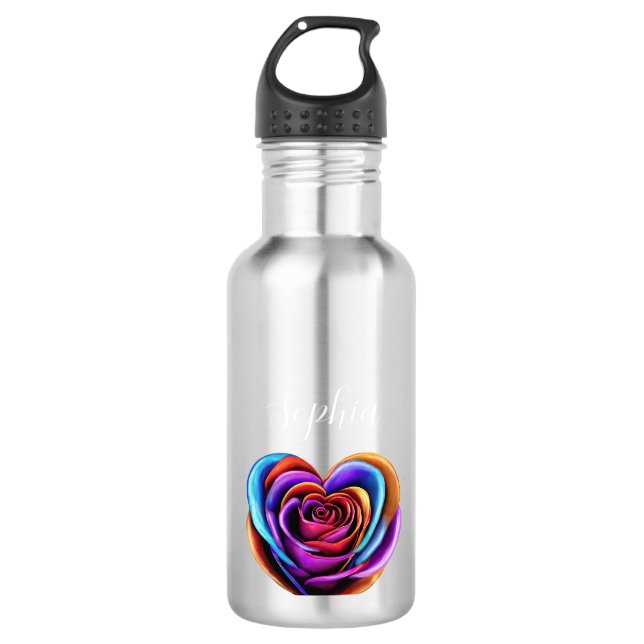 Heart Shaped Colourful Rose- 710 Ml Water Bottle (Front)