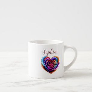 Heart Shaped Colourful Rose- Espresso Cup