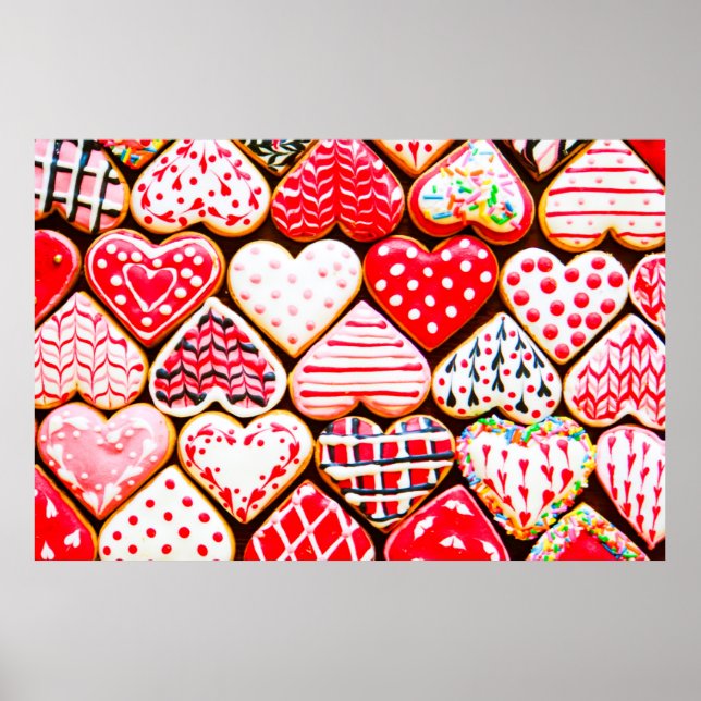 Heart shaped cookies icing for Valentine's day del Poster (Front)