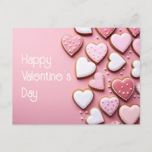 Heart shaped Cookies on pink ground Valentine's Postcard