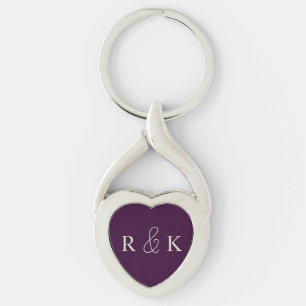 Heart shaped couples love monogrammed key ring