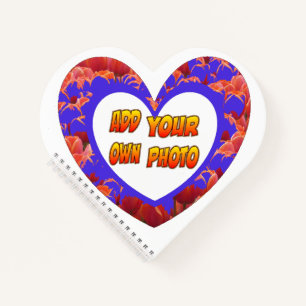 Heart Shaped Cust. Photo Graphic Tulips Notebook