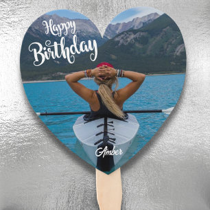 Heart-Shaped Custom Photo Birthday Hand Fan 
