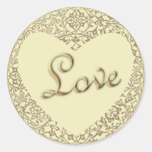 Heart Shaped Decorative Pale Cream “Love” Sticker