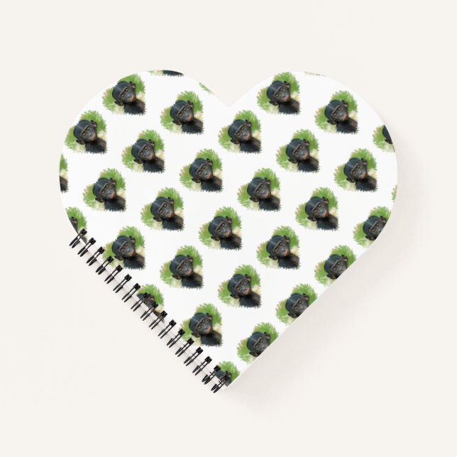 Heart-Shaped Design Featuring Bonobo Baby Ape Notebook (Front)