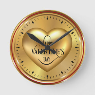 Heart Shaped Design Round Clock
