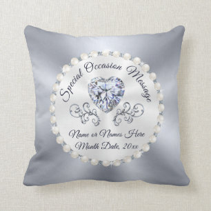 Heart Shaped Diamond Personalised Wedding Cushion