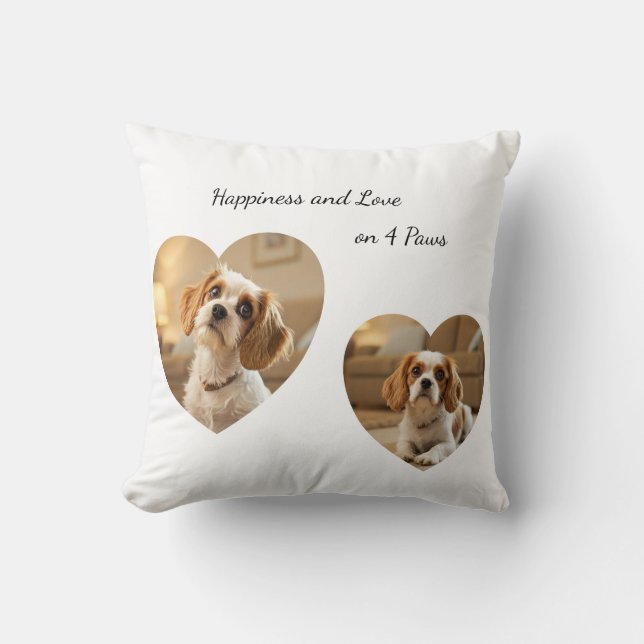 Heart-Shaped Dog Design – “Happiness on Four Paws” Cushion (Front)