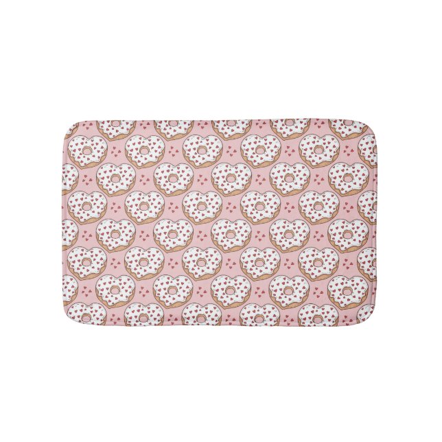 Heart-Shaped Donuts with Sprinkles Bath Mat (Front)