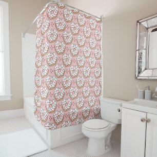 Heart-Shaped Donuts with Sprinkles Shower Curtain