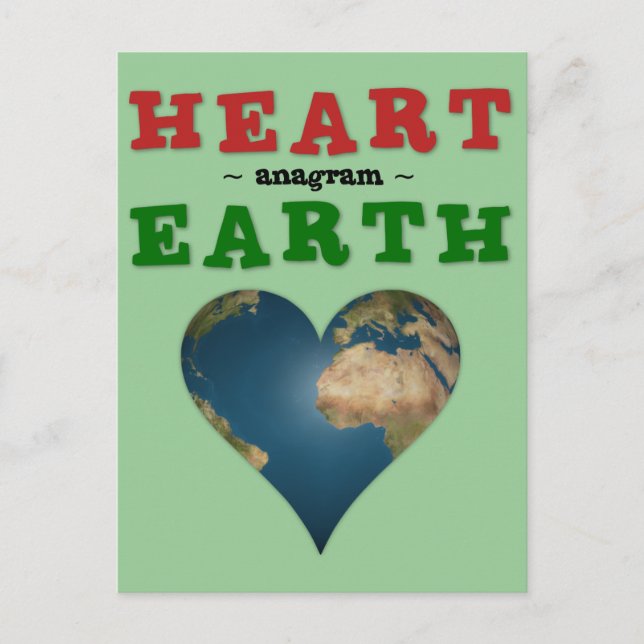 Heart Shaped Earth anagram Postcard (Front)