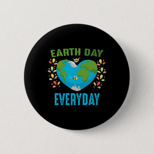 Heart Shaped Earth Day Everyday Bees World Environ 6 Cm Round Badge