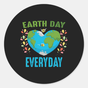 Heart Shaped Earth Day Everyday Bees World Environ Classic Round Sticker