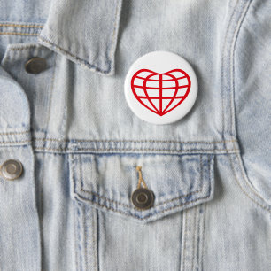 Heart Shaped Earth Globe Love 6 Cm Round Badge