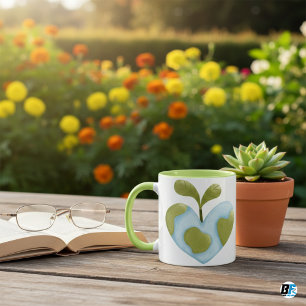 Heart-Shaped Earth with Sprout Eco Love Elegant Mug