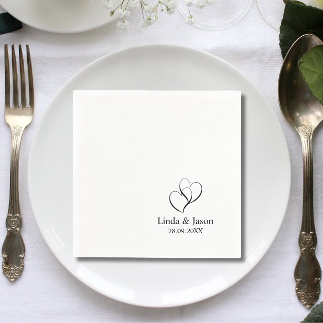 Heart Shaped Elegant Personalised Wedding Cocktail Napkin (Creator Uploaded)