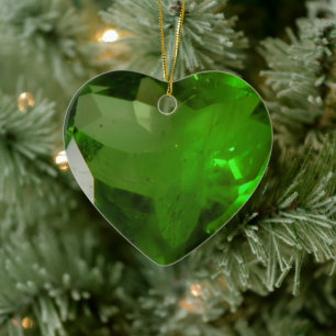 Heart‑Shaped Emerald Ceramic Ornament