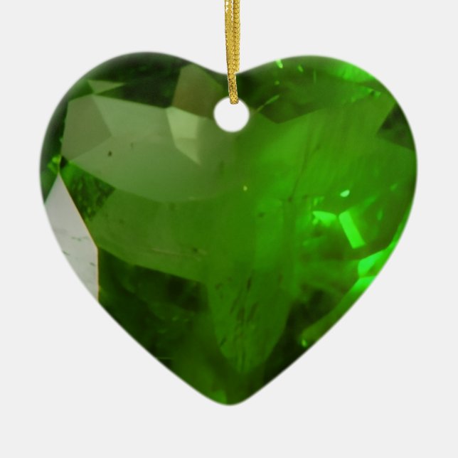Heart‑Shaped Emerald Ceramic Ornament (Front)