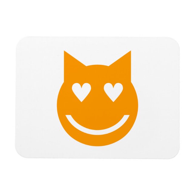 Heart Shaped Eyes Emoji Cat Magnet (Horizontal)