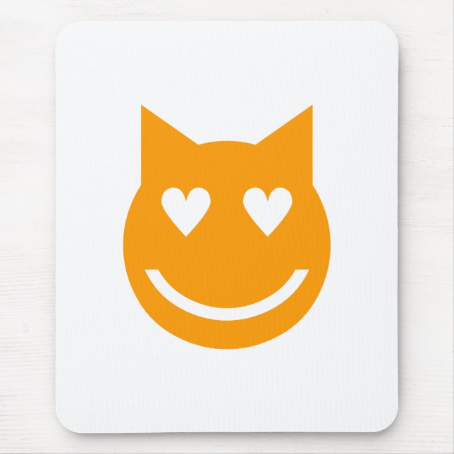 Heart Shaped Eyes Emoji Cat Mouse Pad (Front)
