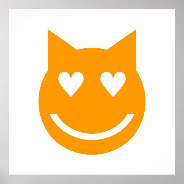 Heart Shaped Eyes Emoji Cat Poster (Front)