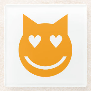 Heart Shaped Eyes Emoji Glass Coaster