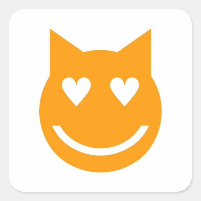 Heart Shaped Eyes Emoji Square Sticker (Front)