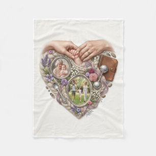 Heart Shaped Family Memories Photo Collage Fleece Blanket